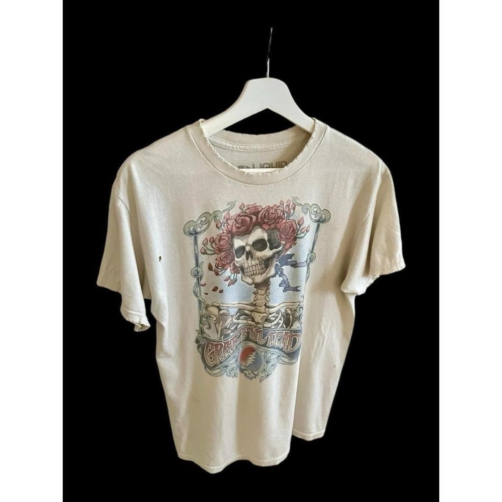 2009 Grateful‎ Dead Skeleton Crew Neck T-Shirt Liquid Blue Sz Medium Distressed